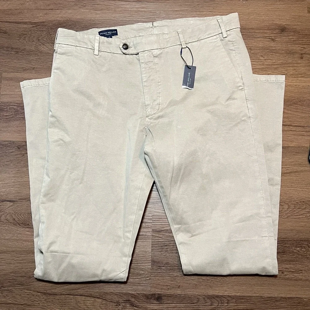Peter Millar Collection Concorde Flat Front Pants Khaki Men's Size 38 x 36 NWT
